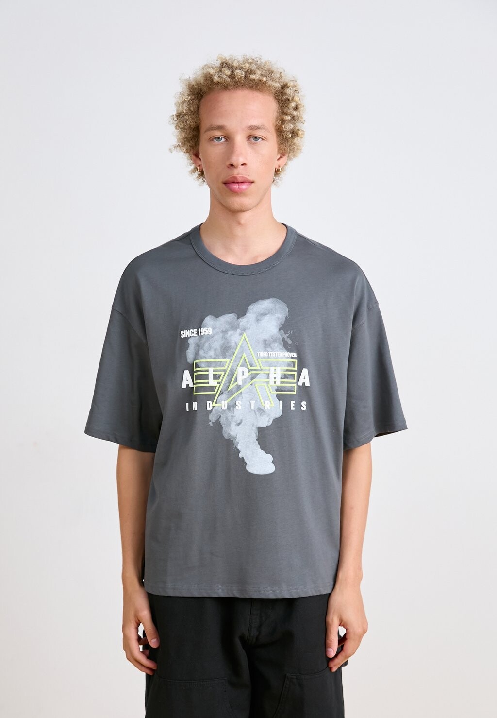

Футболки с принтом SMOKE LOGO Alpha Industries, серый