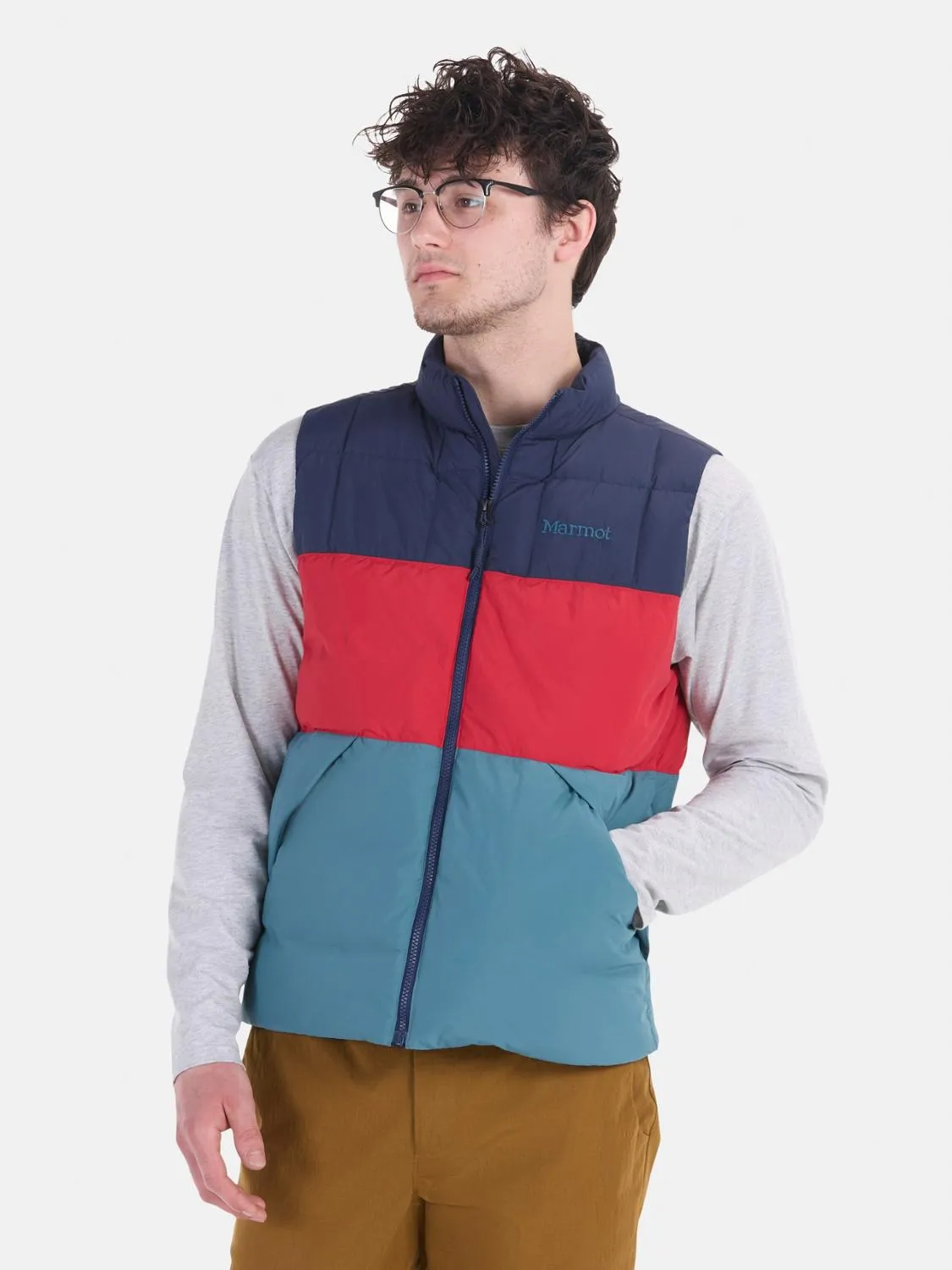 

Пуховая жилетка Ares Marmot, Arctic Navy/Team Red/Moon Rvr