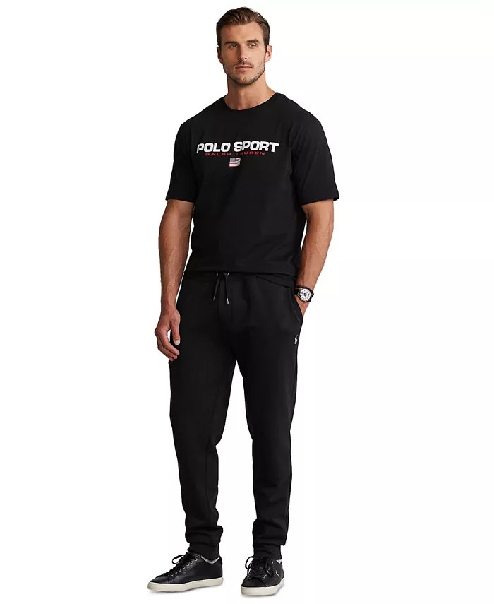 Мужские утепленные спортивные брюки Big & Tall Double-Knit Jogger Pants Polo Ralph Lauren, черный — фото 4