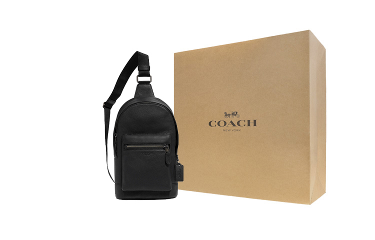 

COACH Западный утонченный кожаный слинг-мешок с текстурой гальки