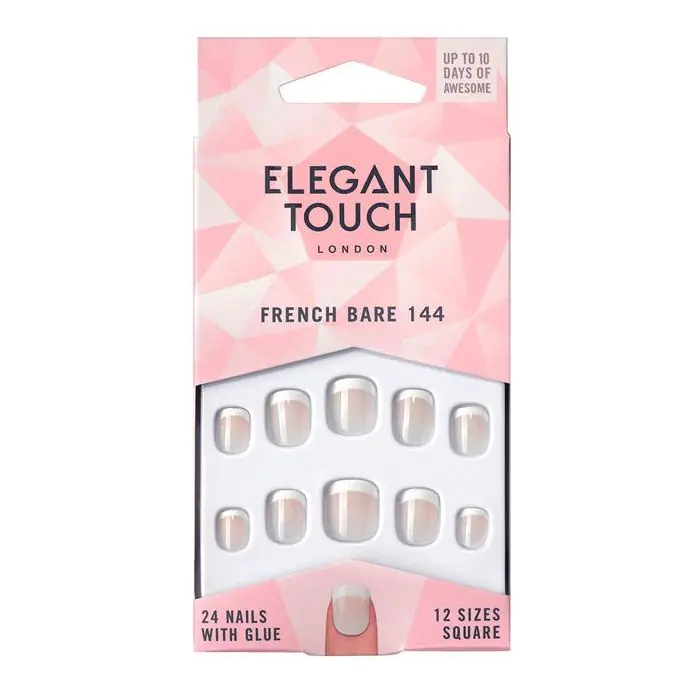 

Накладные ногти uñas postizas french bare 144 Elegant Touch, цвет beige