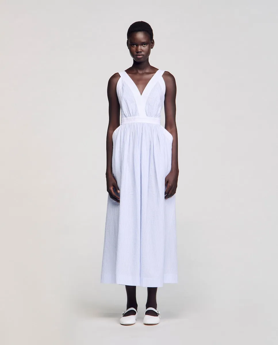 

Длинное платье в полоску Sandro, синий