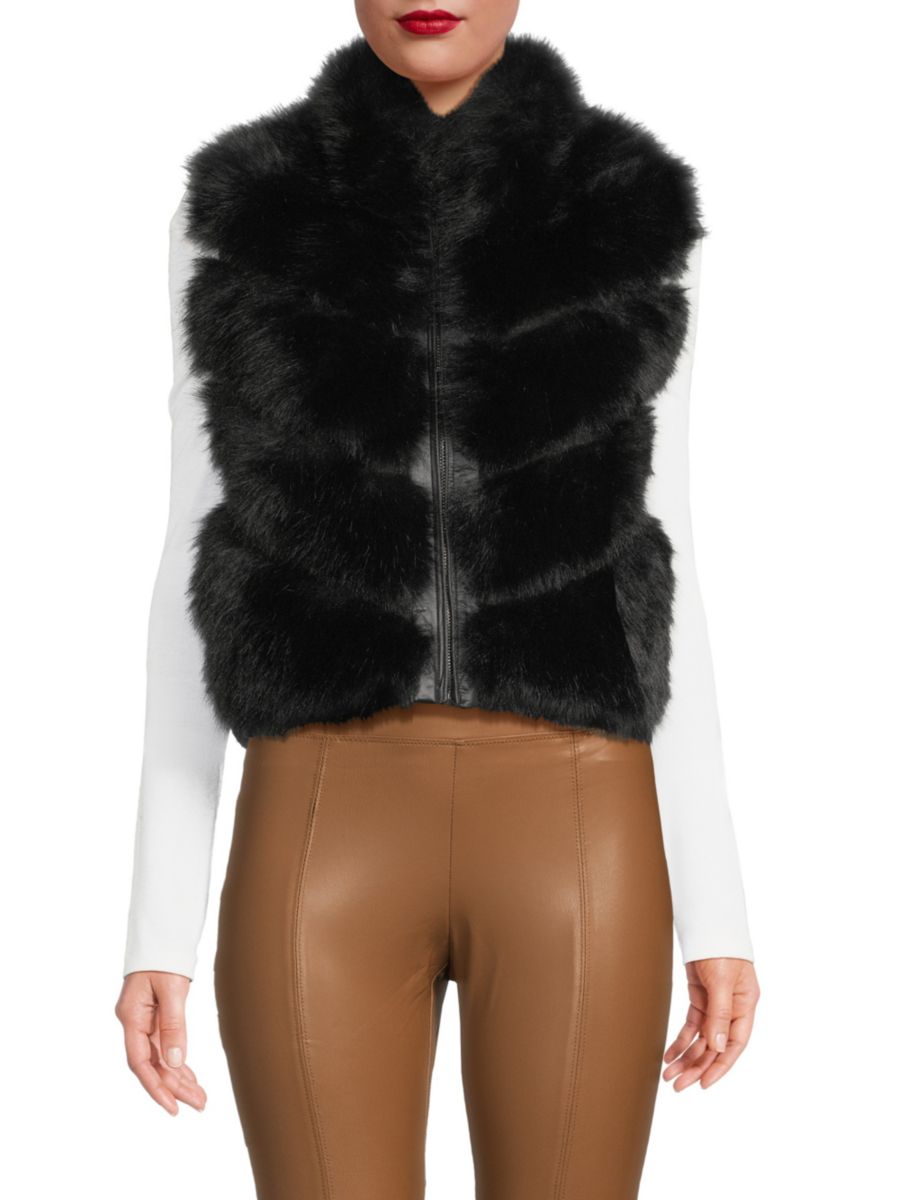 

Двусторонний стеганый жилет из искусственного меха JS Boutique, черный