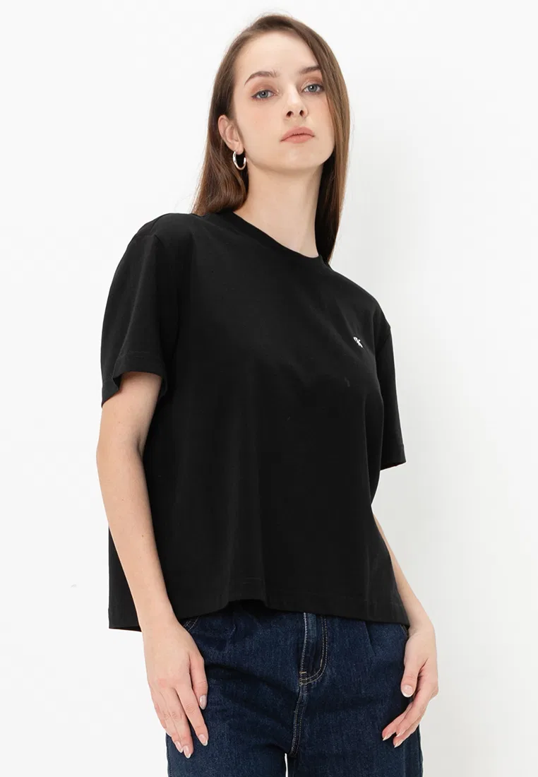Футболка с круглым вырезом и логотипом, Calvin Klein Jeans, черный
