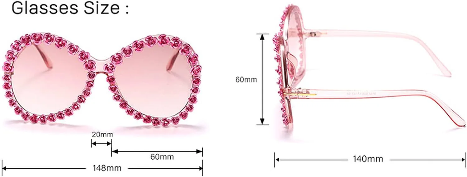 

COTIA Большие круглые солнцезащитные очки с персонализированными бриллиантами в форме розы, женские, в винтажном стиле, с крупной оправой и цветочным рисунком, Gold