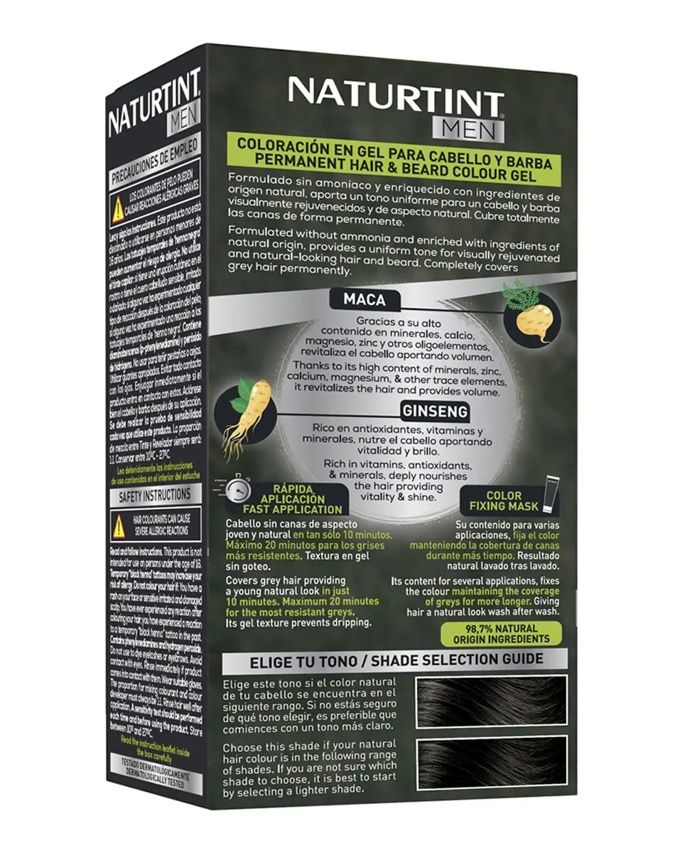 Постоянная краска для волос для мужчин и бороды без аммиака Men Naturtint, 3N - Castaño Oscuro — фото 2