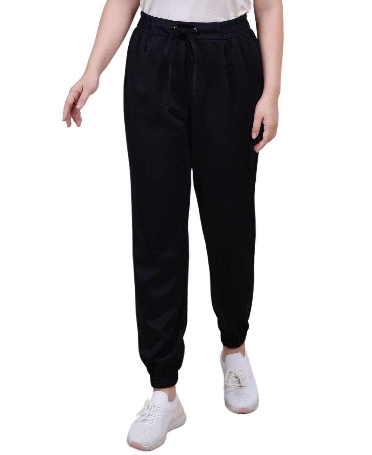 

Брюки-джоггеры из эластичного крепа Petite NY Collection, черный