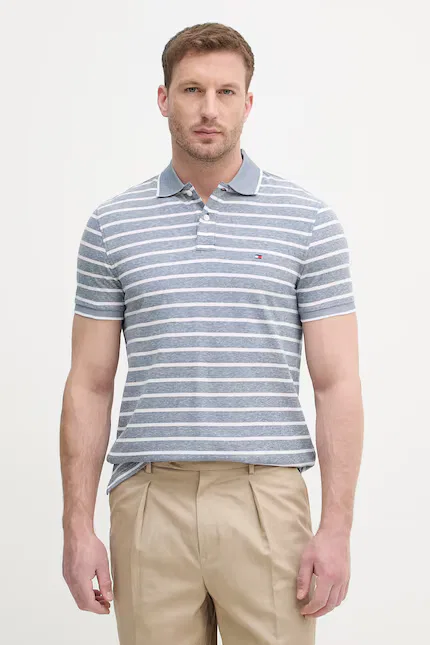 Поло с добавлением льна модель Polo męskie Tommy Hilfiger, синий