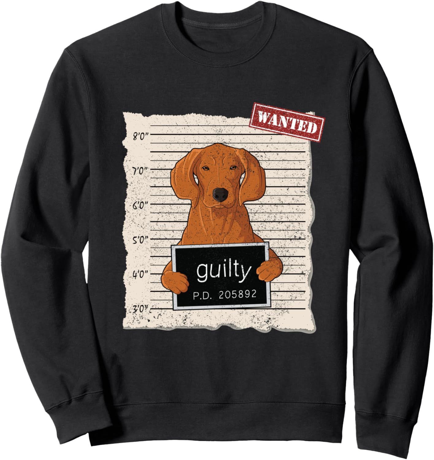 

Толстовка с кружкой и надписью «Redbone Coonhound Shot Guilty Dog» Bad Dog Mug Shot Redbone Coonhound, черный