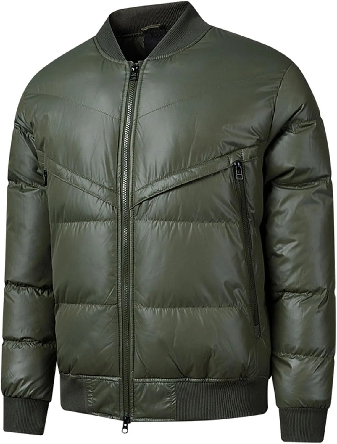 Мужская пуховик Outdoor Waterproof Thermal down куртка зимняя легкая утепленная стеганая куртка без капюшона Generic, зеленый