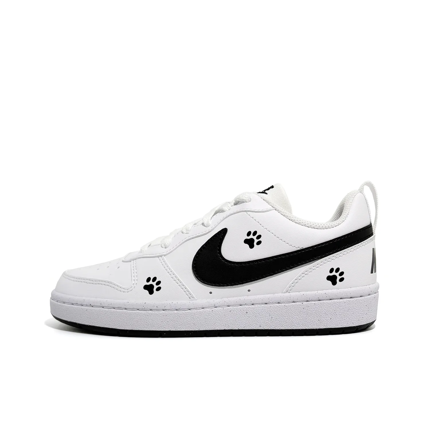 Nike Court Borough Cat Paw Seal Abrasion Resistant Kids' Skateboarding Shoes Black White Teenagers
