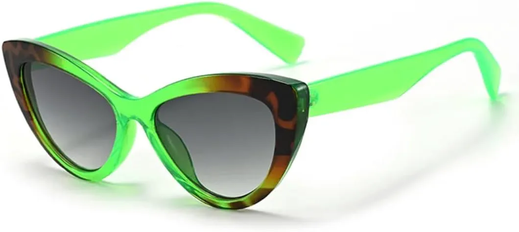 

Женские солнцезащитные очки в стиле «кошачий глаз» с леопардовым принтом, ретро-дизайн, разноцветные, защита от УФ-излучения UV400 HHZZYVY, Greenleopard-gray