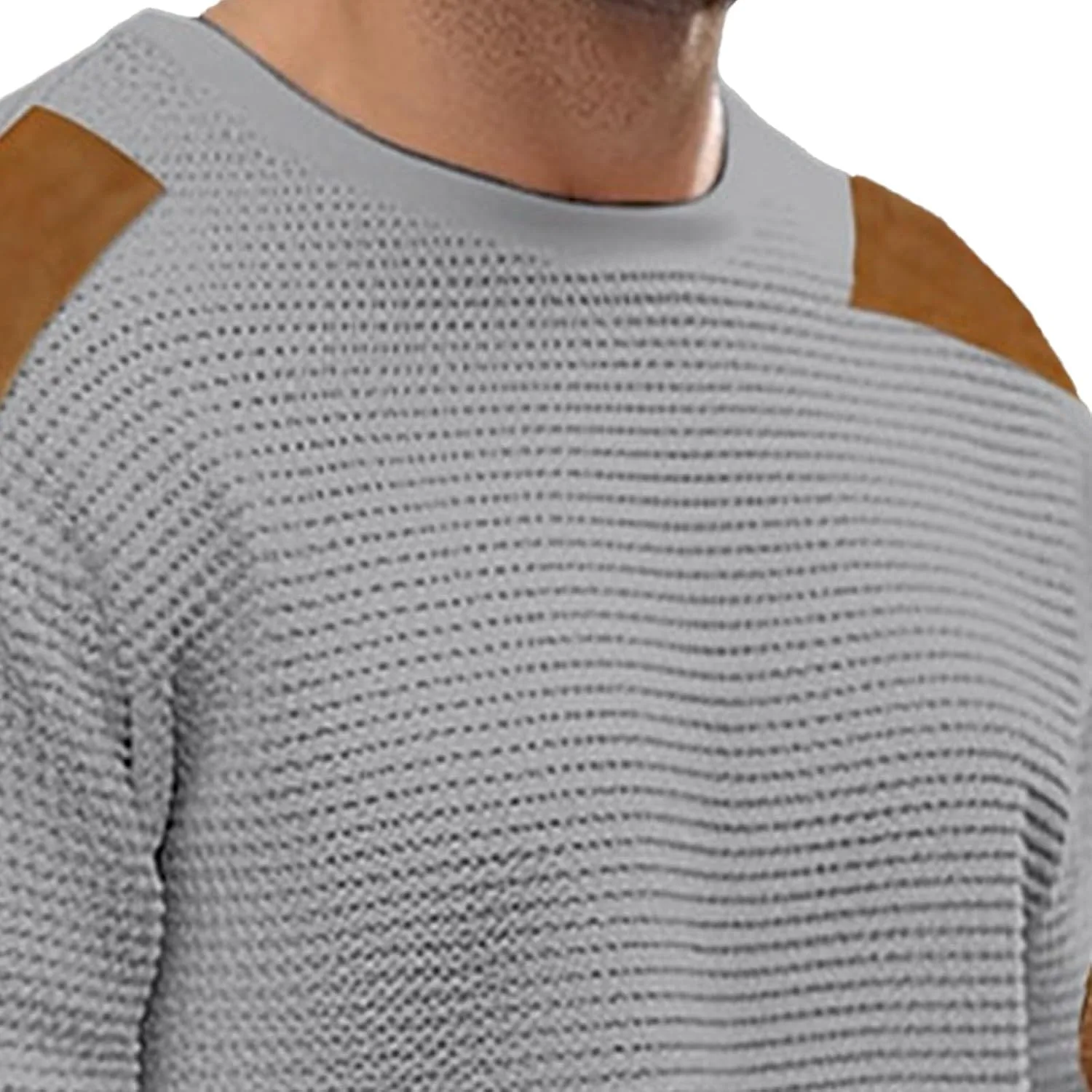 Мужской свитер с резинкой и налокотниками Slim Fit — фото 4