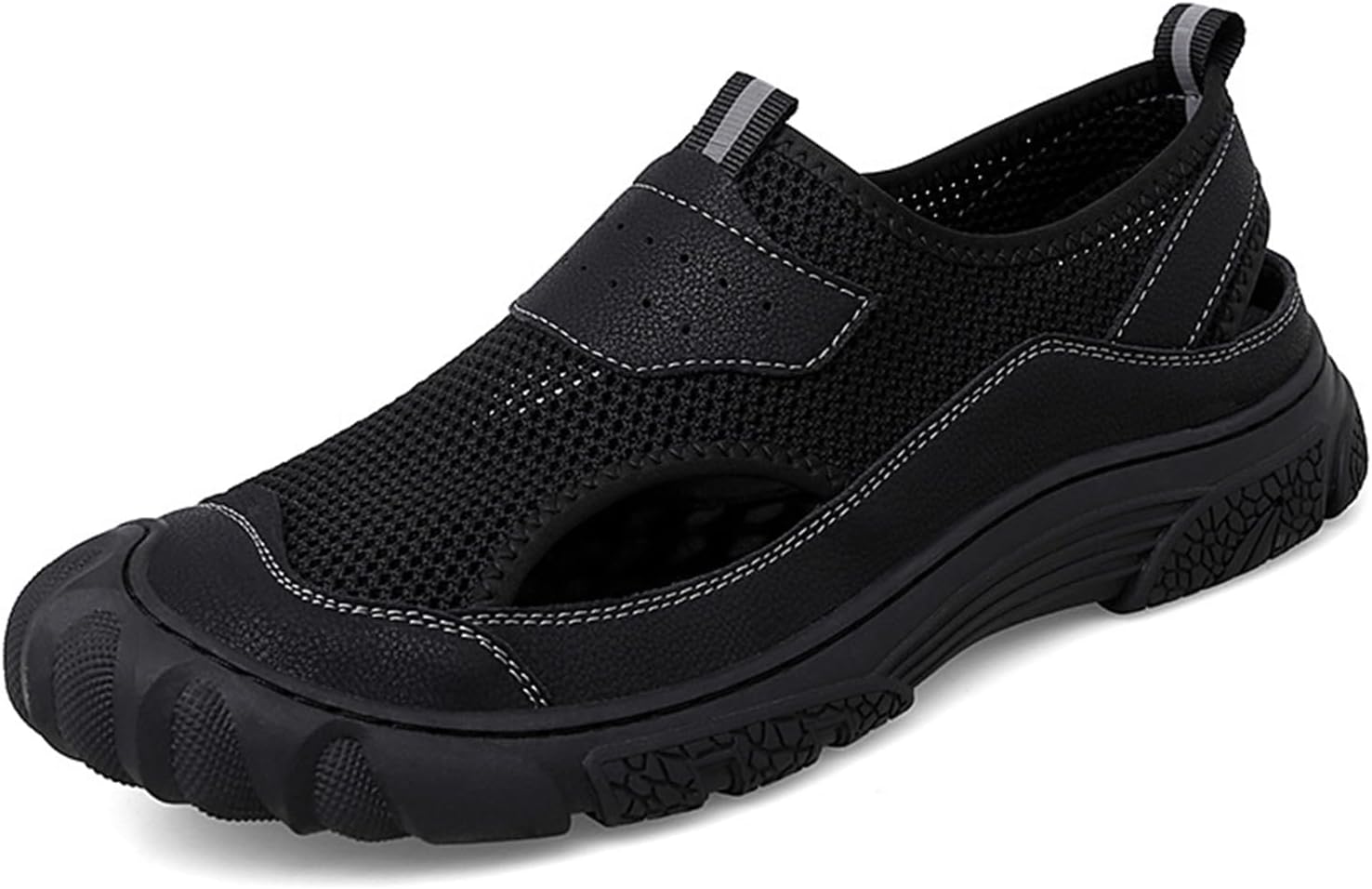 

Мужские плоские сандалии Crepuscute с сеткой, удобные дышащие лоферы на лето, сандалии для прогулок и спорта, летние повседневные сандалии низкого типа, черный