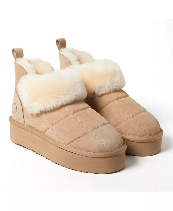 Ботильоны Fireside by Bayswater из натуральной овчины на платформе с стеганым узором Dearfoams, коричневый/бежевый — фото 3