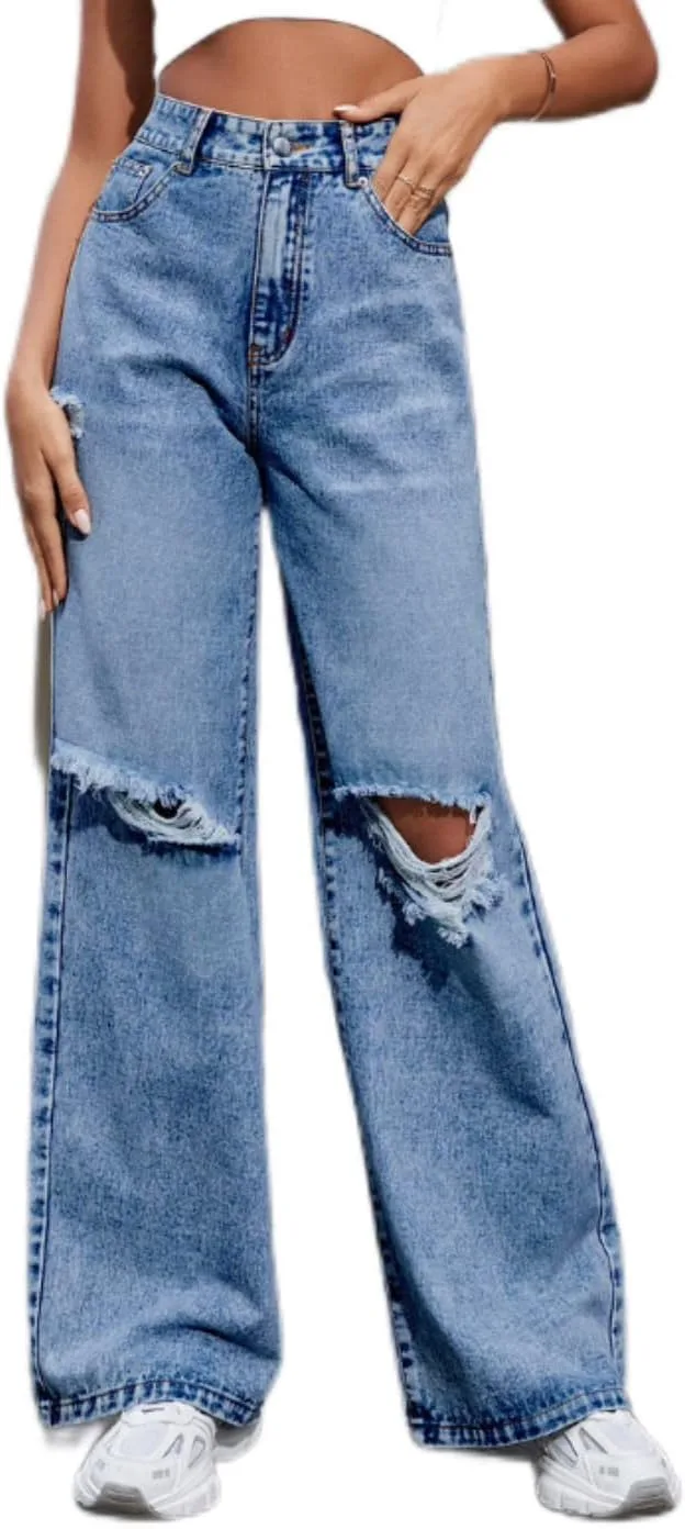 

Женские джинсы с высокой талией и расклешенными штанинами MBLESSEDTO