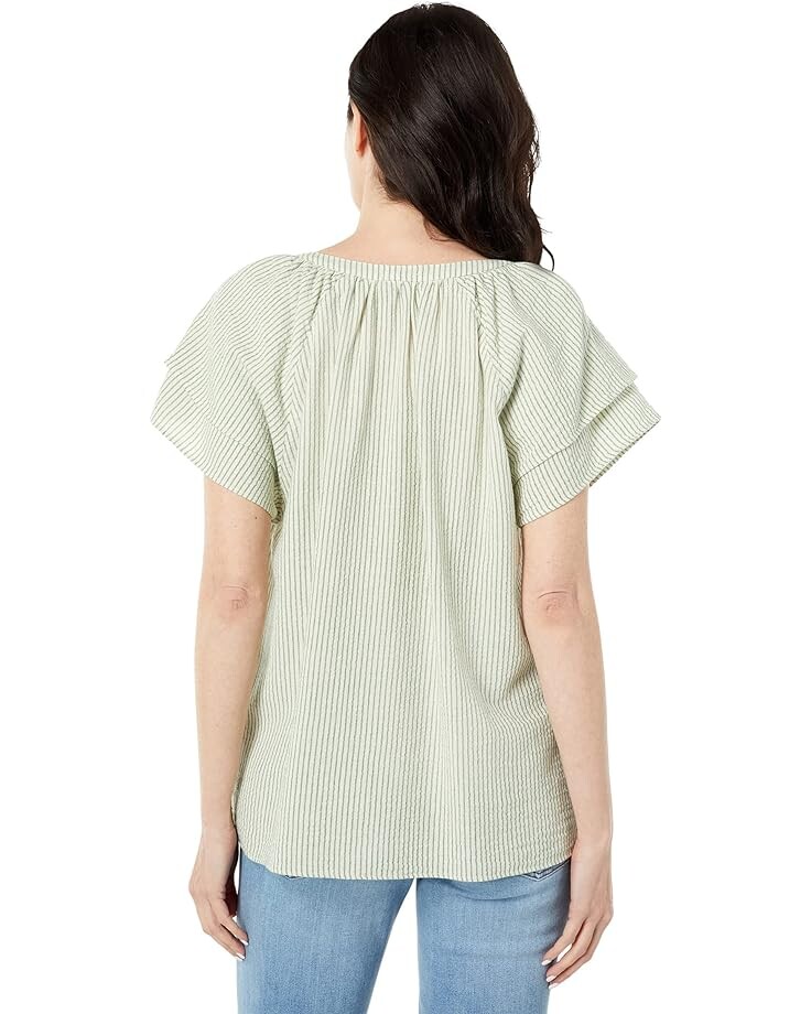 

Блуза Dylan by True Grit Charlie Cotton Linen Ruffle Sleeve Blouse, зеленый
