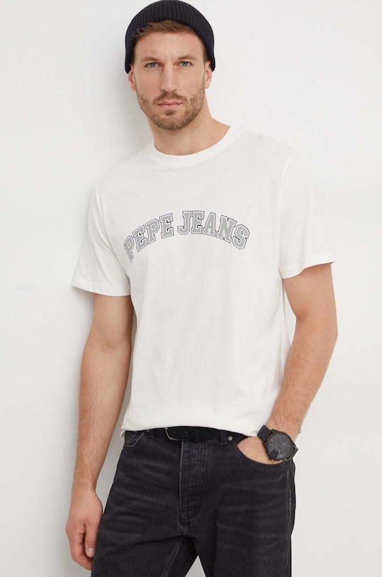 

Хлопковая футболка CLEMENT Pepe Jeans, бежевый