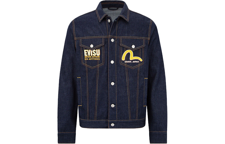 

Джинсовая куртка мужская джинсовая синяя Evisu, синий