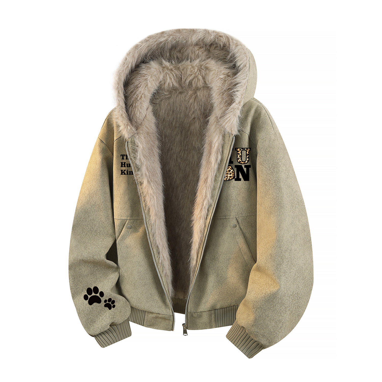 

Пуховик Unisex Hooded Fleece lined Patchwork HUANQIU, светло-коричневый