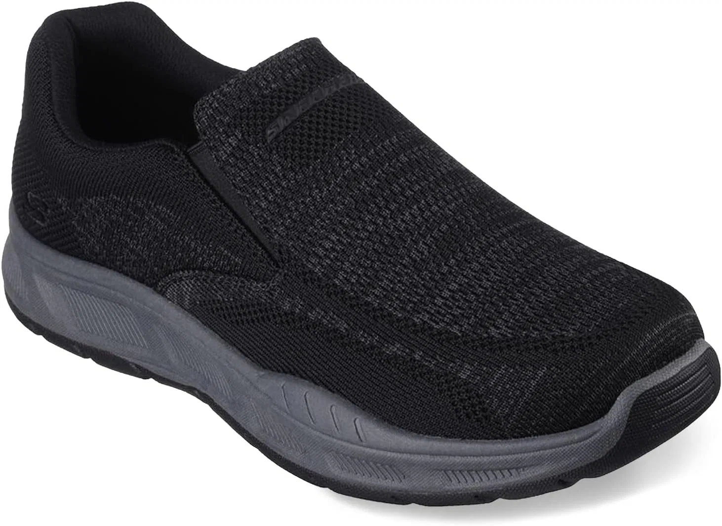 Мужские кроссовки Skechers свободного кроя Cohagen Knit Walk Trainers - очень широкая модель, Black (Black Cord)