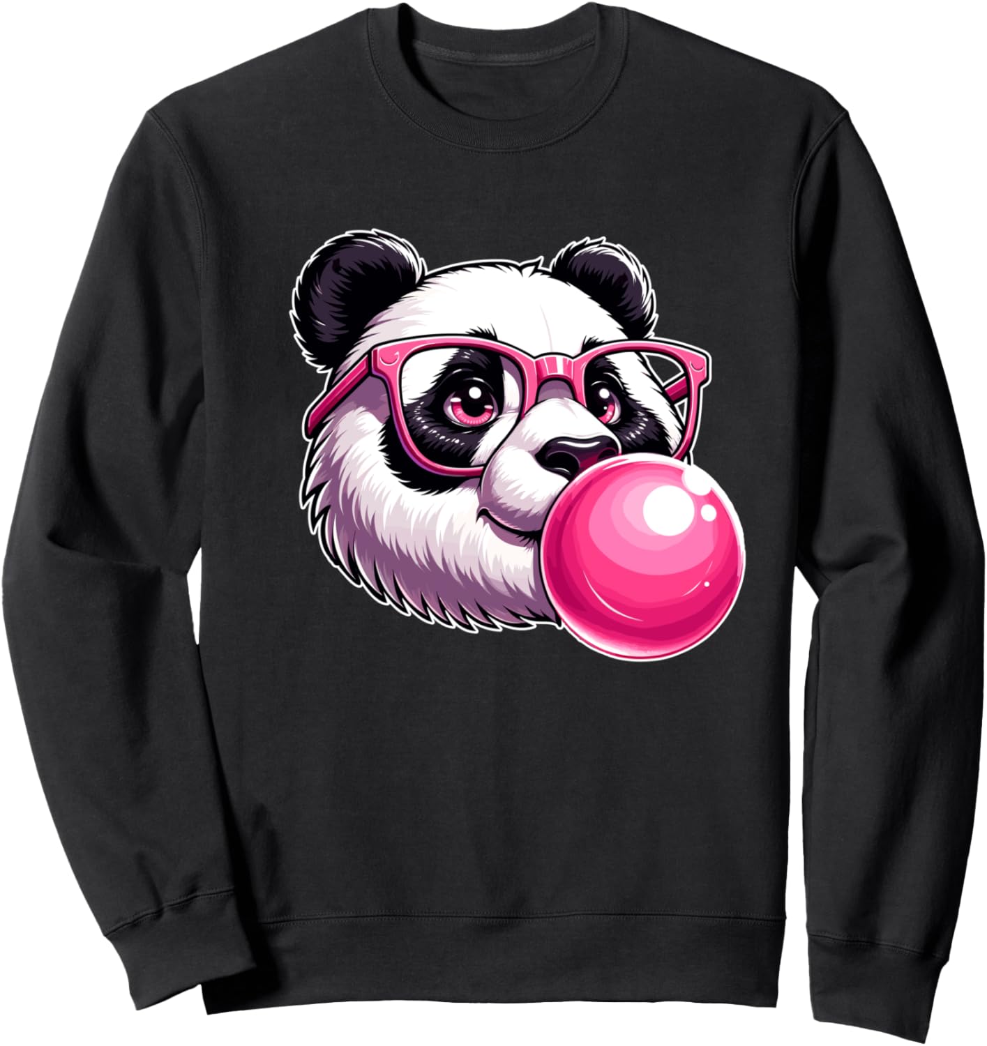 

Забавная толстовка с изображением панды, жующей жевательную резинку, мыльных пузырей и очков Panda Bear Lover Animal Gifts F. Girls Kids Women, черный