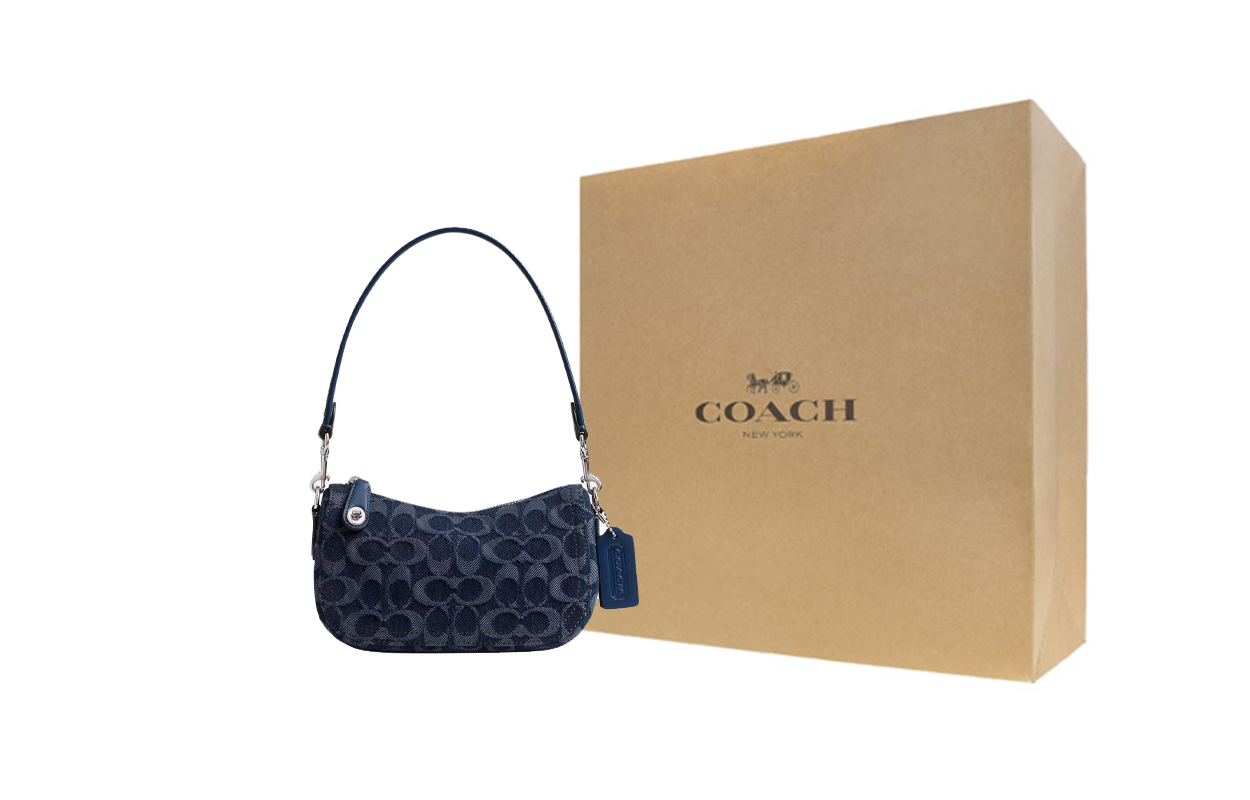 

COACH Сумка через плечо джинсовая женская тёмно-синяя