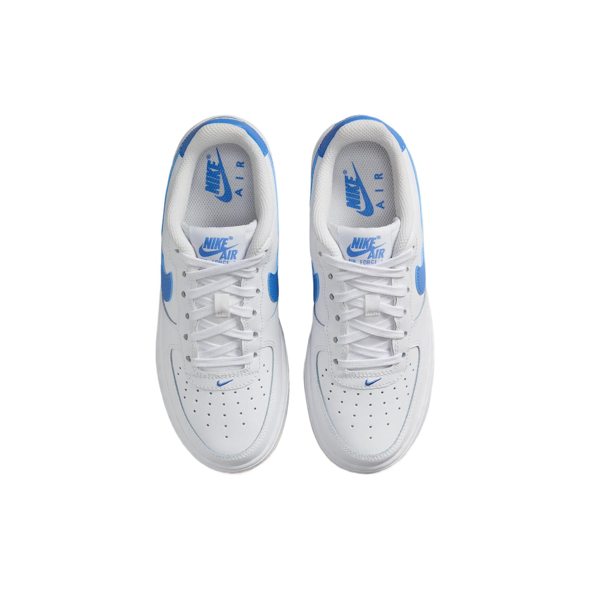Низкие кроссовки Air Force 1 с нескользящей подошвой для детей Nike, белый/синий/коричневый — фото 4