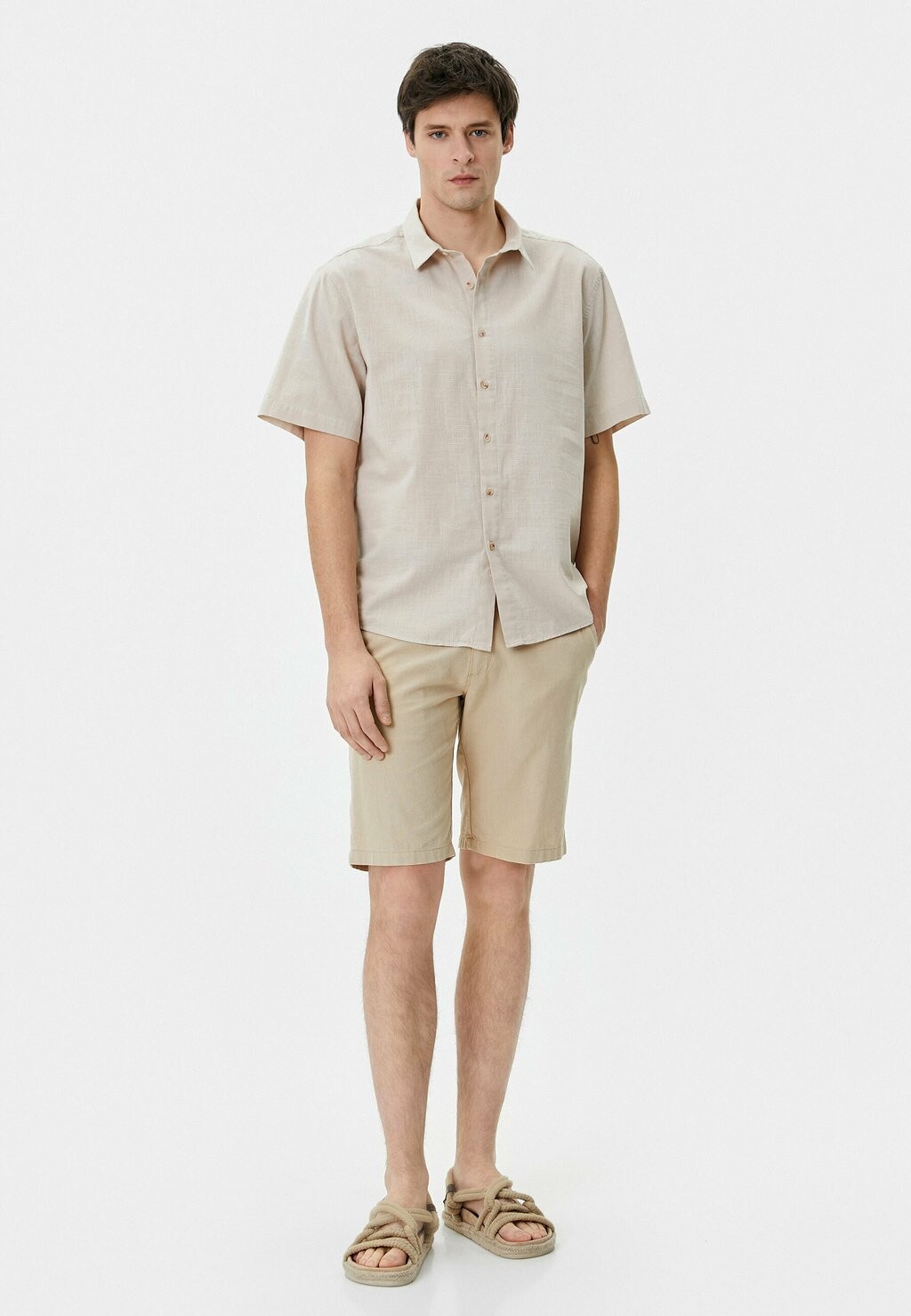 

Рубашка Short Sleeve Classic Koton, бежевая