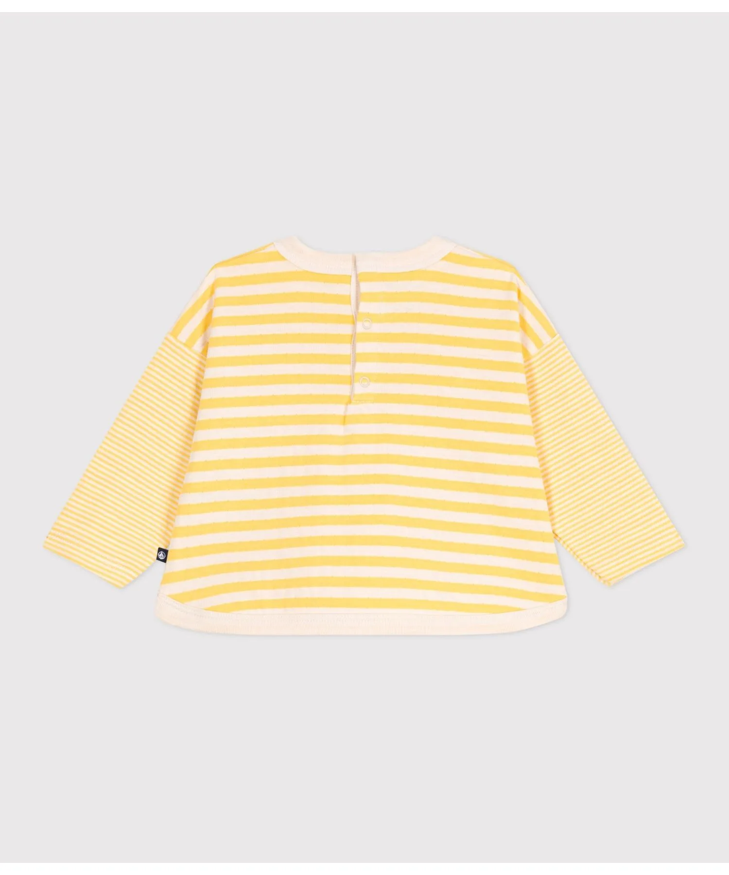Детская футболка длинный рукав с полосками PETIT BATEAU желтая — фото 2