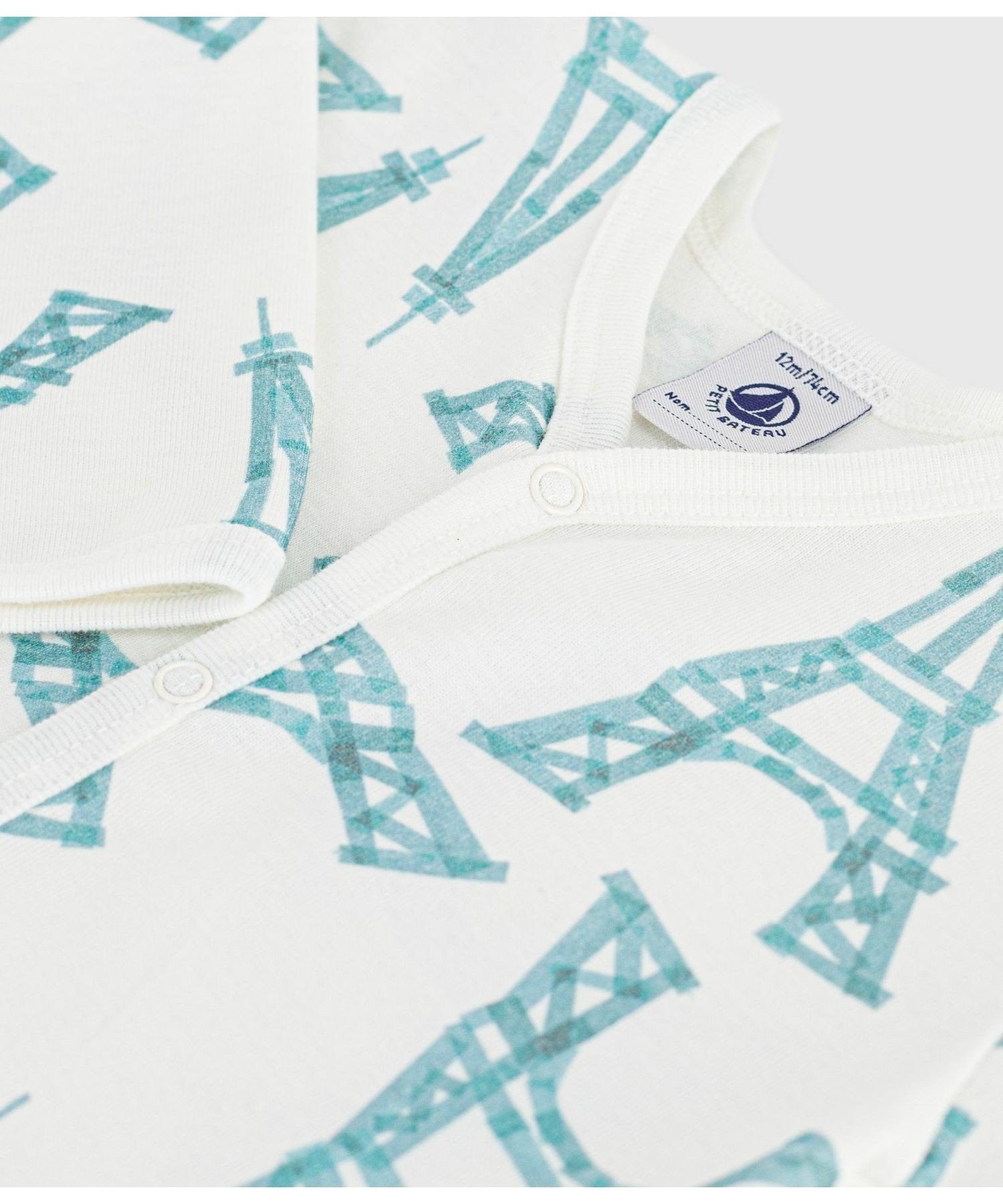 Комбинезон без штанин Petit Bateau, Off-white/Light green — фото 3