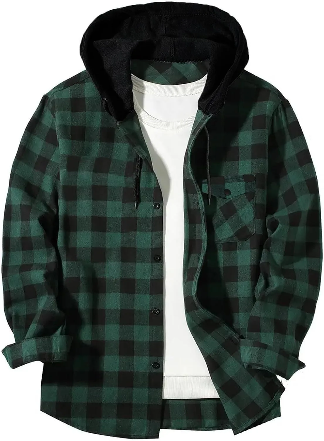 

Мужская фланелевая рубашка-худи с карманом