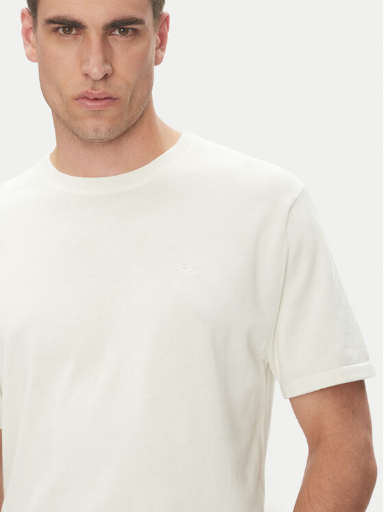 Футболка обычного кроя Supima LV04LC333G Calvin Klein, экрю — фото 4