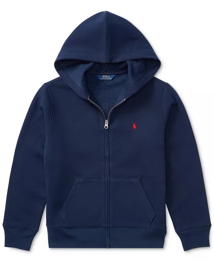 Хлопковый флисовый худи на молнии для мальчиков Big Boys Polo Ralph Lauren, синий — фото 4