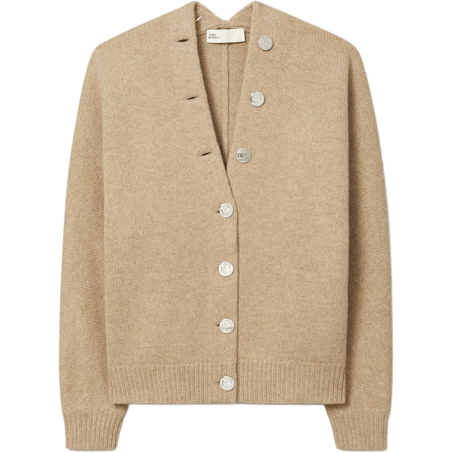 

Женский свитер, овсяный кардиган с V-образным вырезом, средней толщины Tory Burch, oat