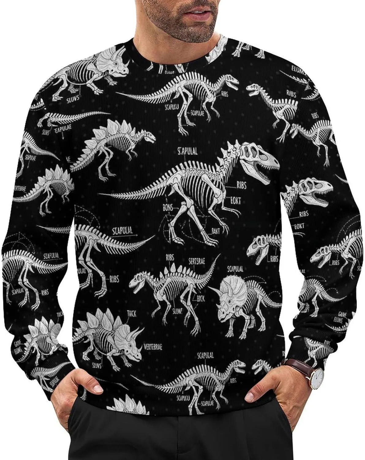 

Мужской классический пуловер с длинными рукавами и круглым вырезом Meaudiwes