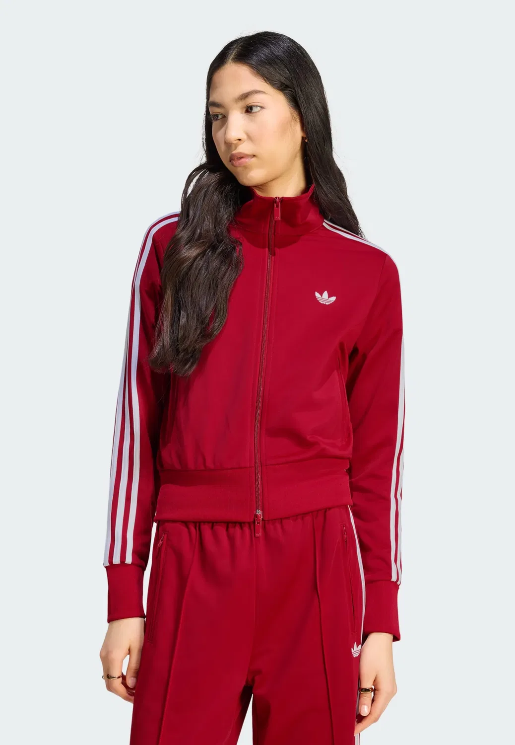 Худи на молнии Adidas Originals Firebird Classic в ярко-красном цвете — фото 2