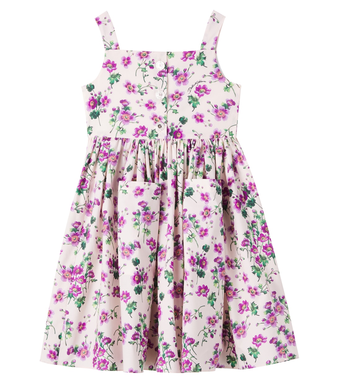 

Платье из хлопкового поплина с цветочным принтом и сборками Dolce&Gabbana Kids, Violette Rade F.Rosa