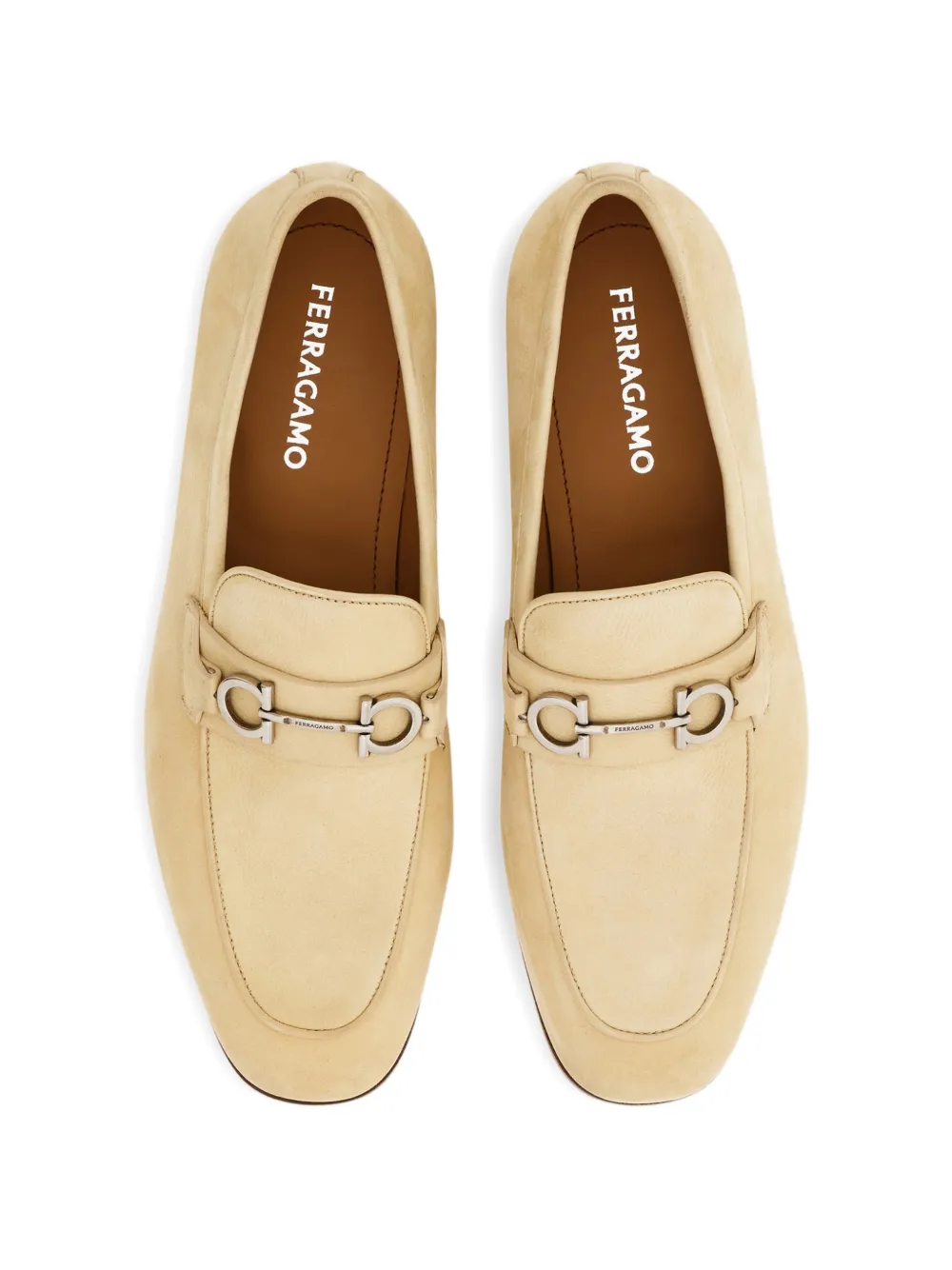 Мокасины с украшением в виде ганчини Ferragamo, бежевый — фото 4