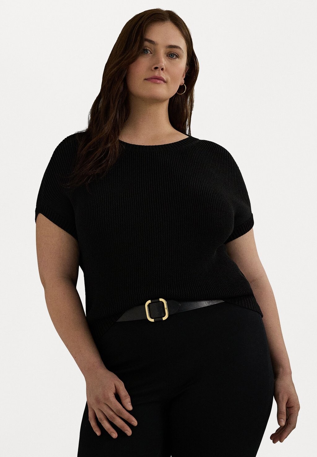 

Базовая футболка RIB KNIT SHORT SLEEVE JUMPER Ralph Lauren, черный
