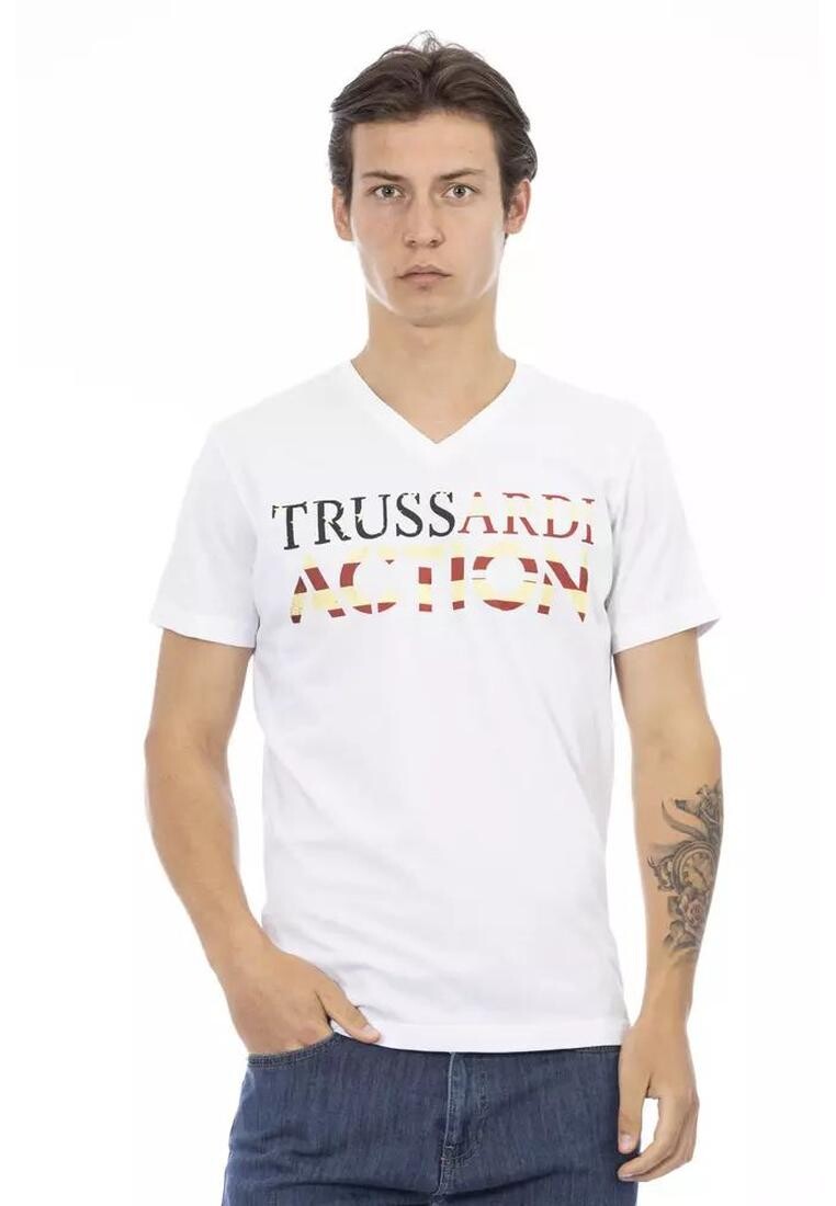 

Хлопковая футболка с v-образным вырезом Trussardi Action, белый
