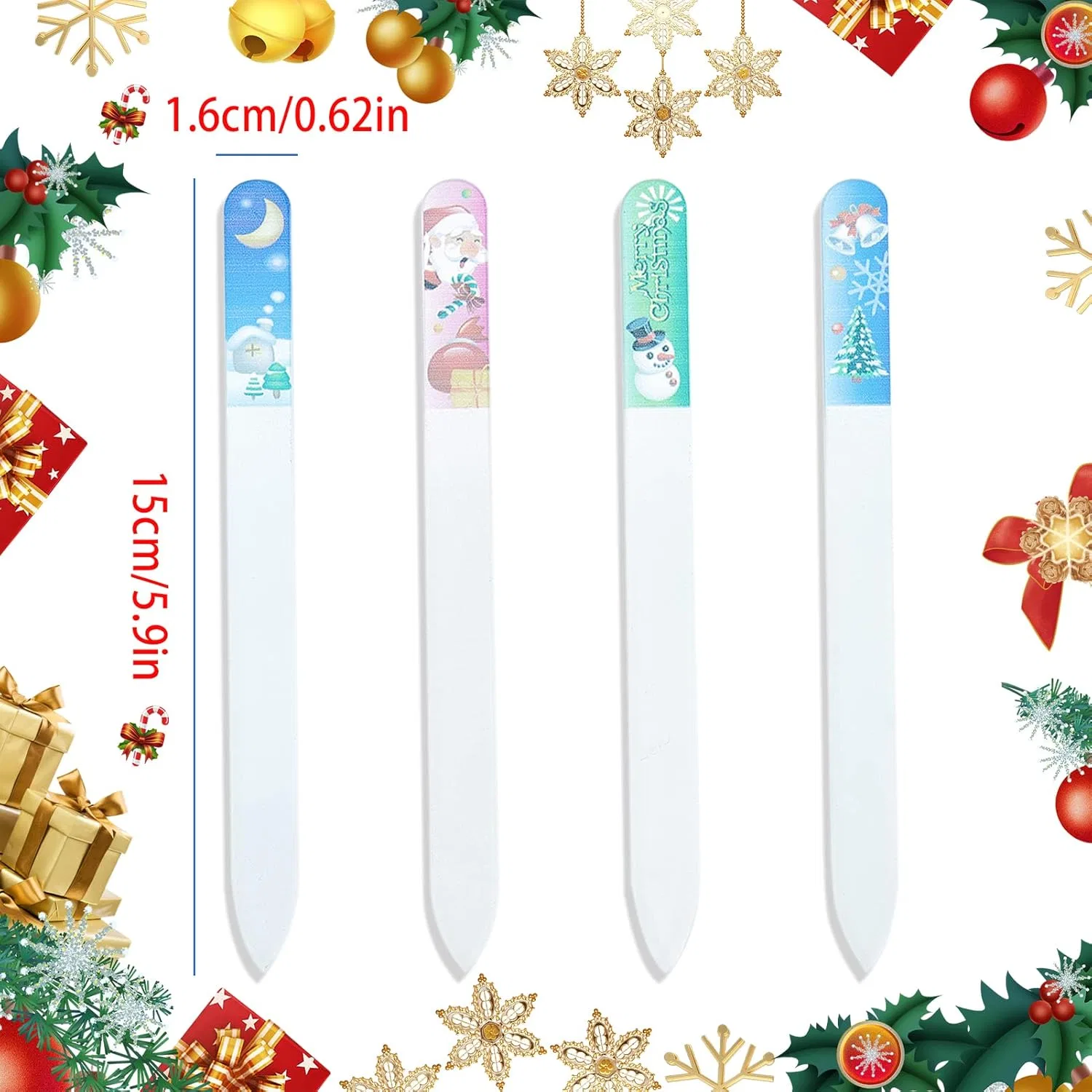 Набор стеклянных пилок для ногтей NICENEEDED Christmas, 4 шт. Niceneeded — фото 2