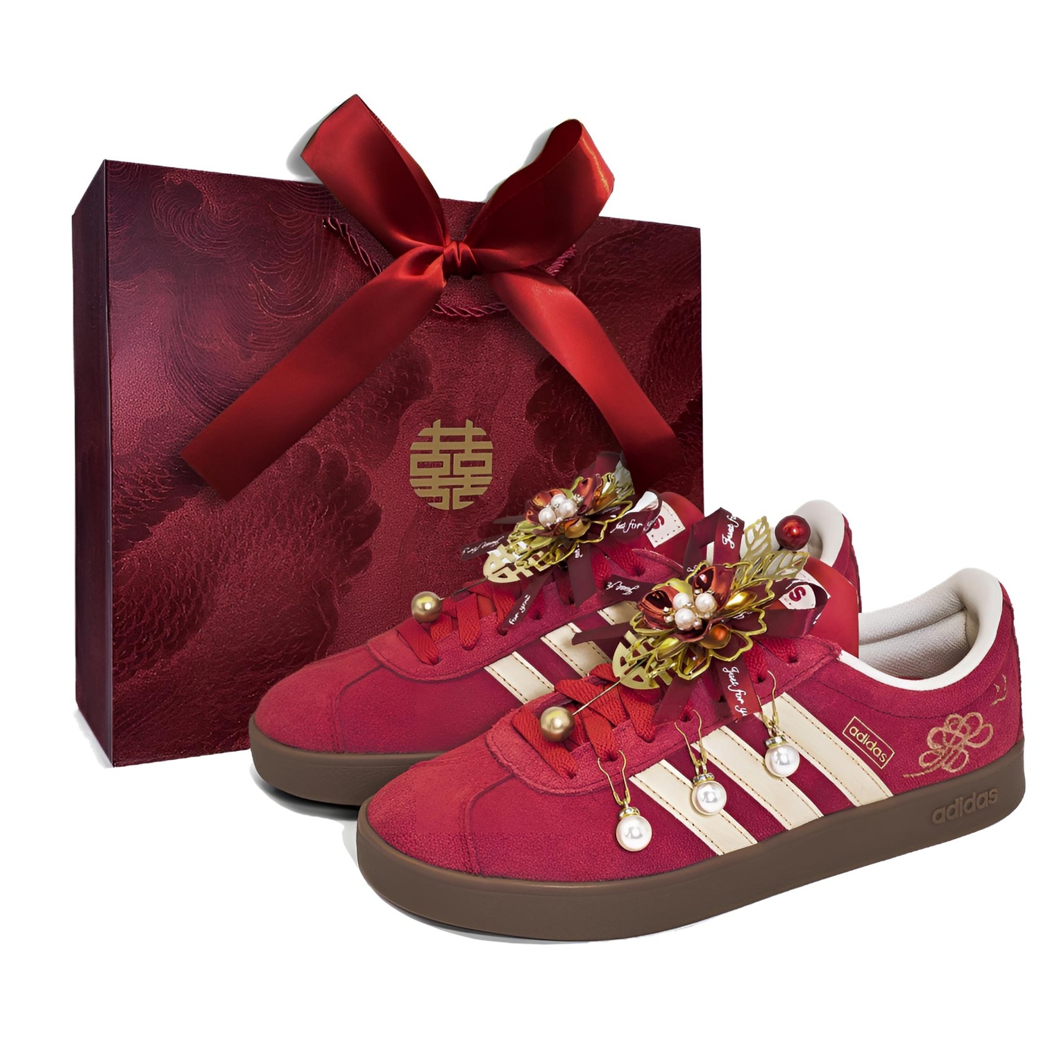 

Кроссовки Vl Court Classic Eternal Love устойчивые к истиранию низкие для скейтбординга унисекс red gold Adidas, Eternal Love