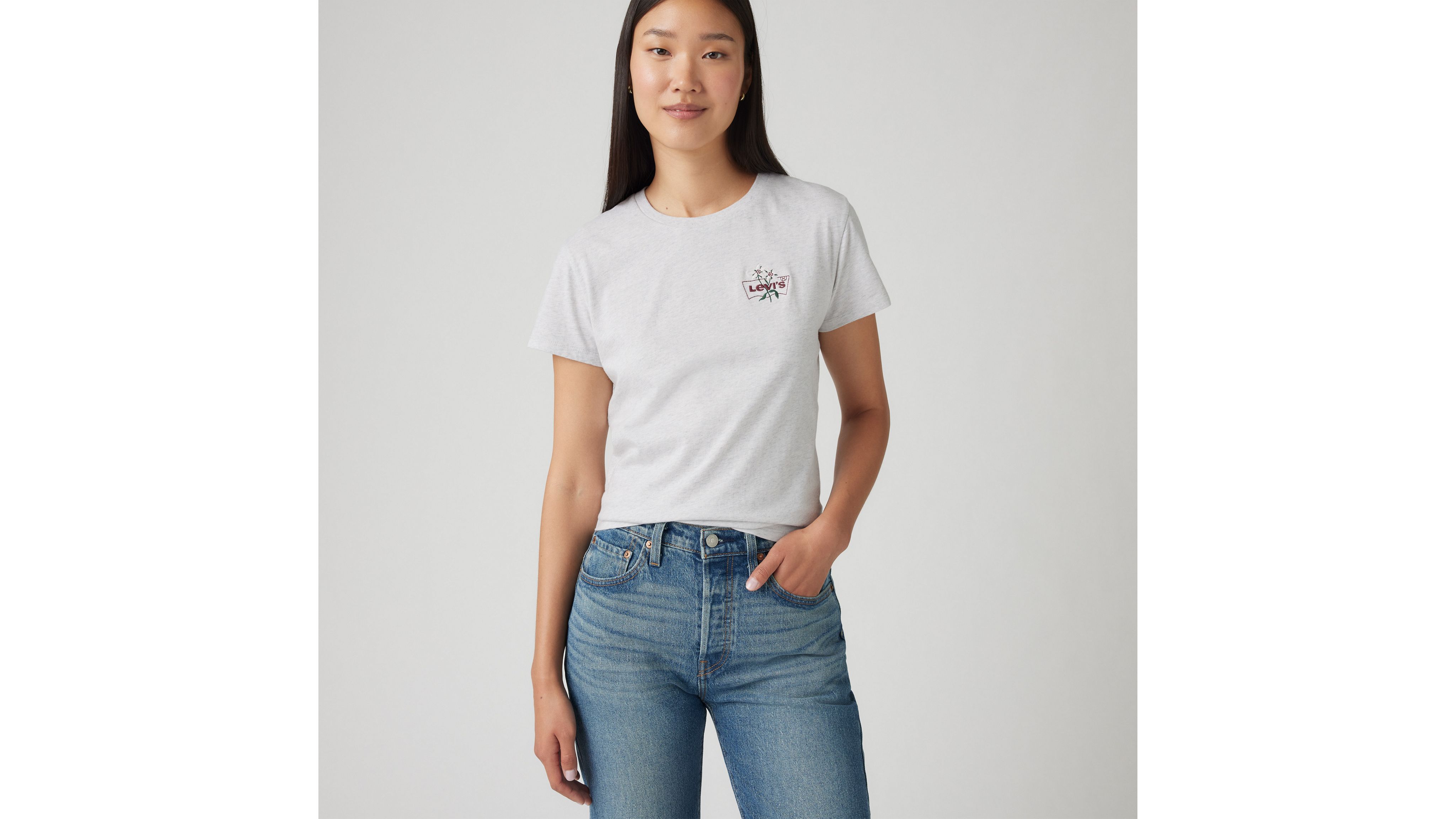 

Идеальная футболка Levi's, Cactus Flower Bw Emb - Grey