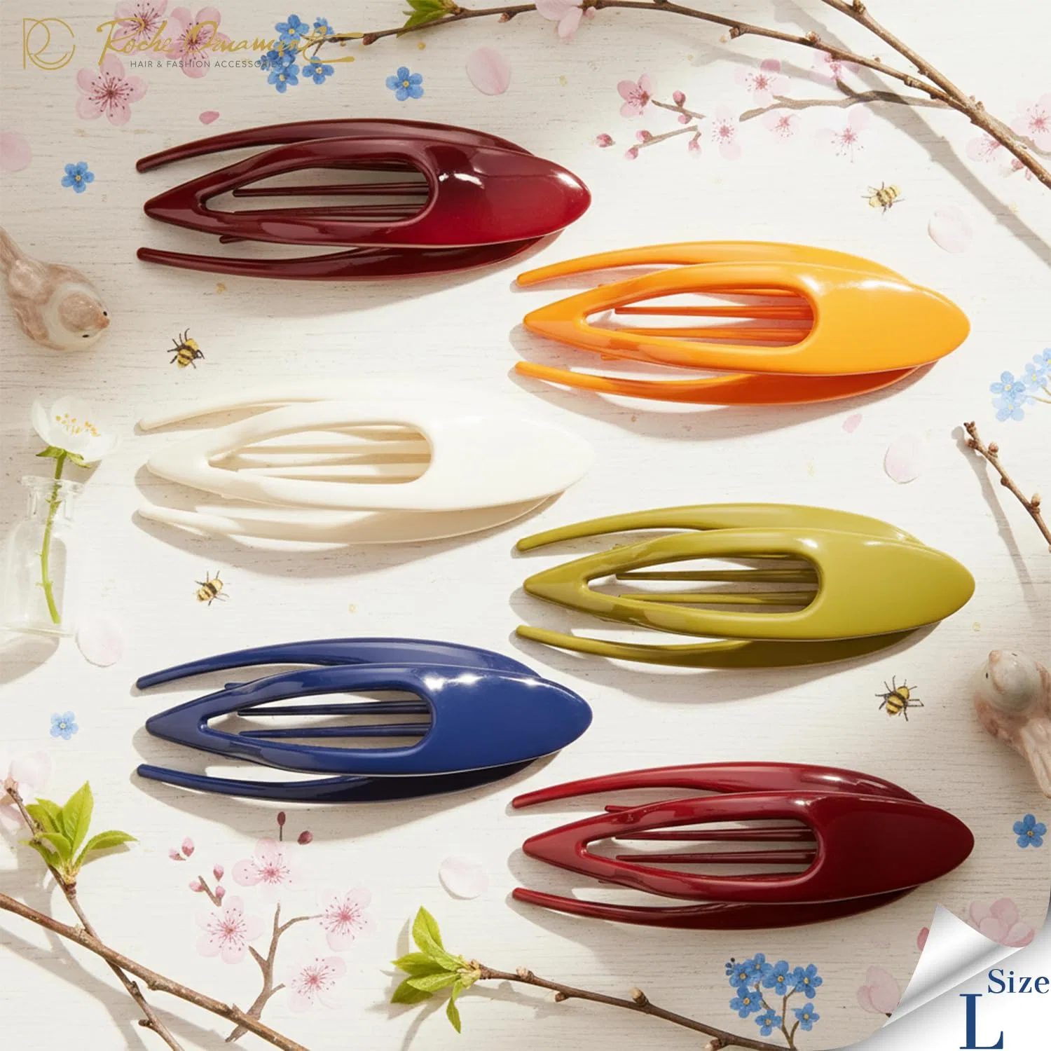 Французская изогнутая заколка для волос RC ROCHE Rc Roche Ornament, (Large) Classic Multi-Colours — фото 4