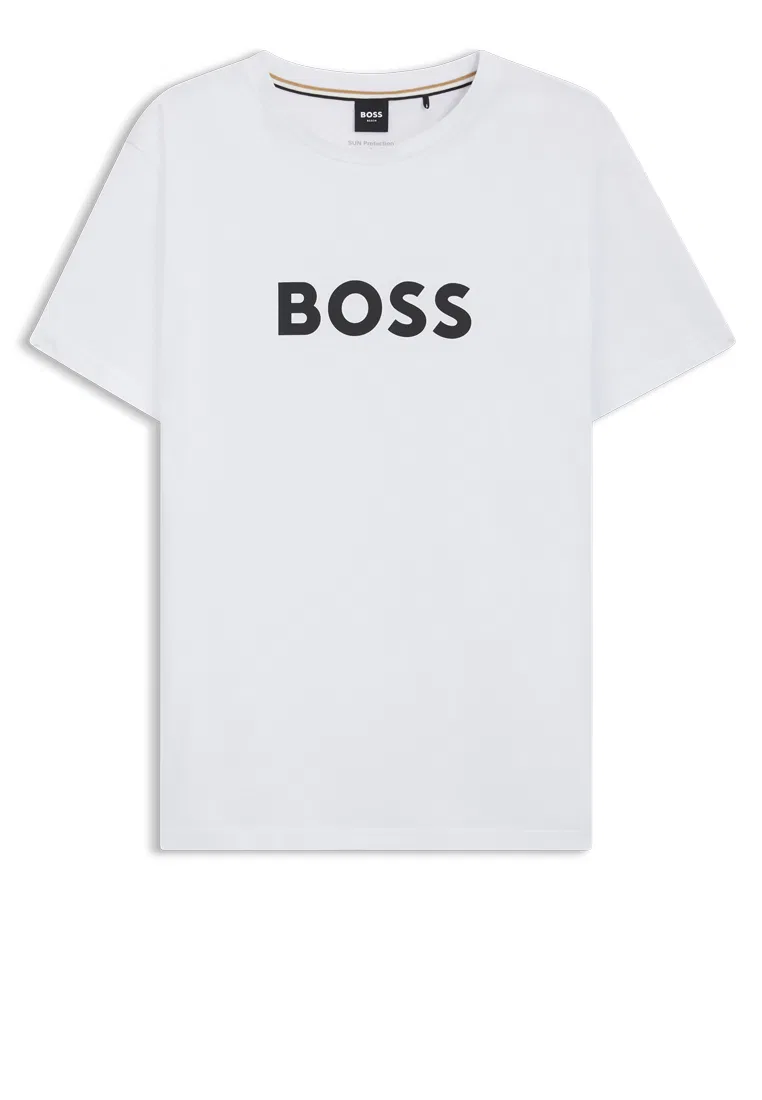 Футболка с логотипом, хлопковый джерси, BOSS Mainline, белый — фото 3