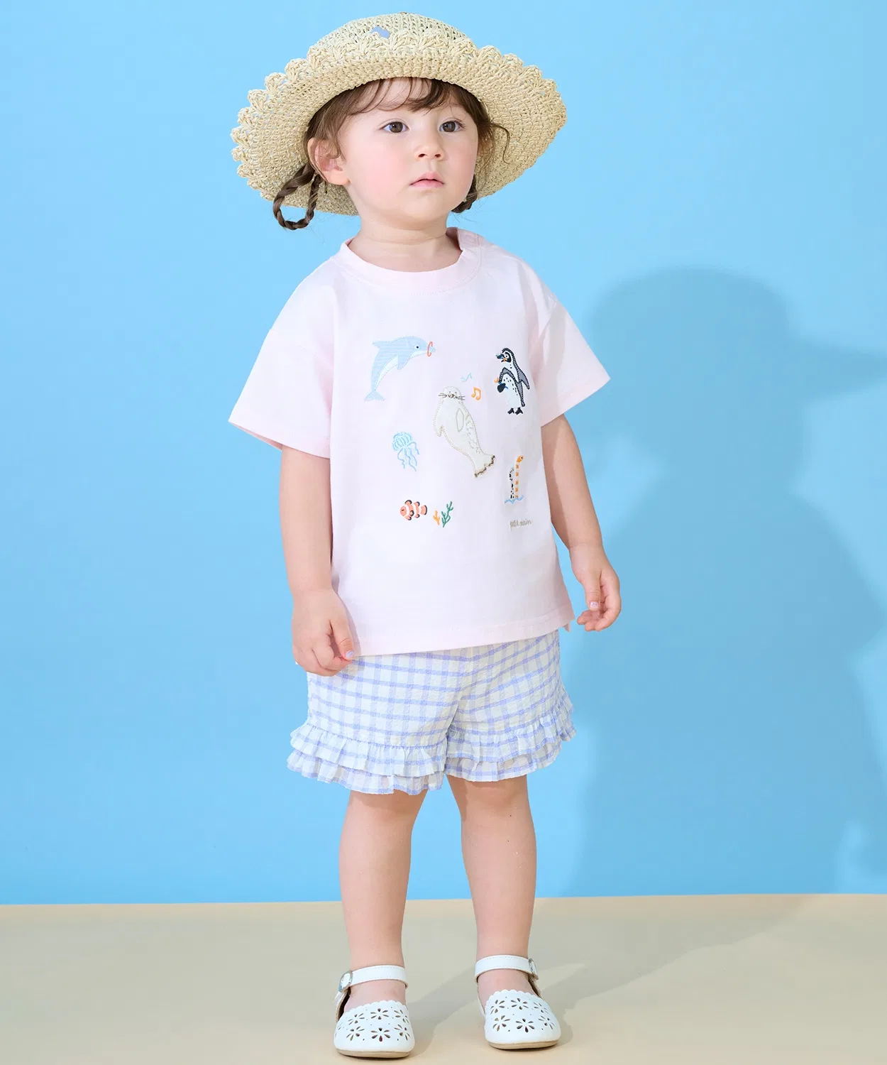 Детские шорты с контактной прохладой, с фриллами, модель Chibi Frill, petit main, Blue — фото 4
