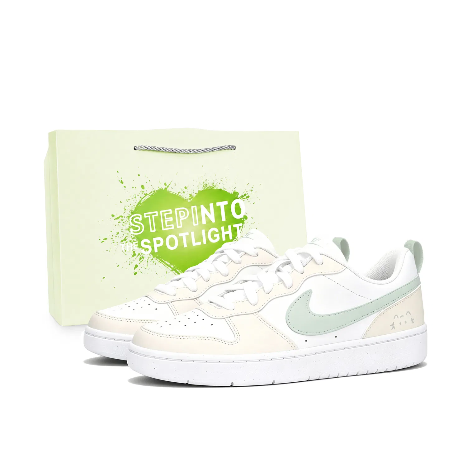 Детские кроссовки для скейтбординга с принтом Nike Court Borough, Yellow Green