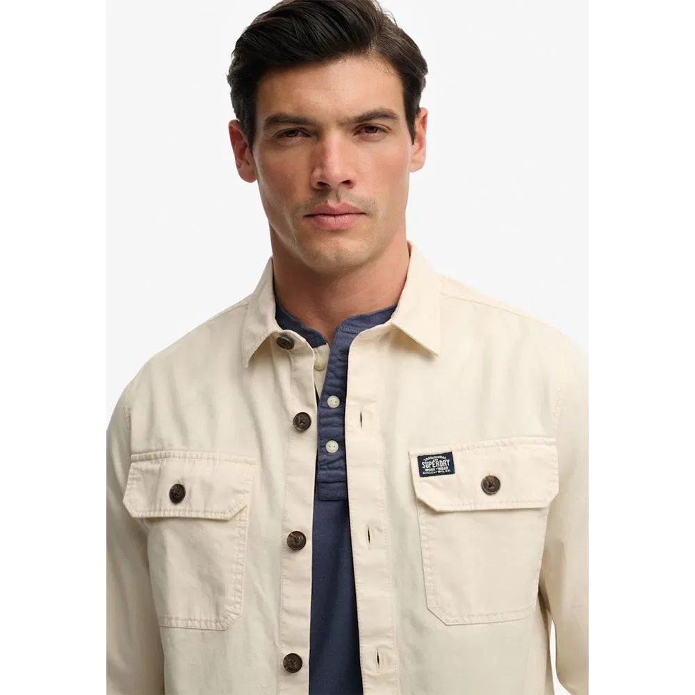 Рубашка с двумя карманами Superdry 2 Pocket overshirt Superdry, бежевый — фото 3