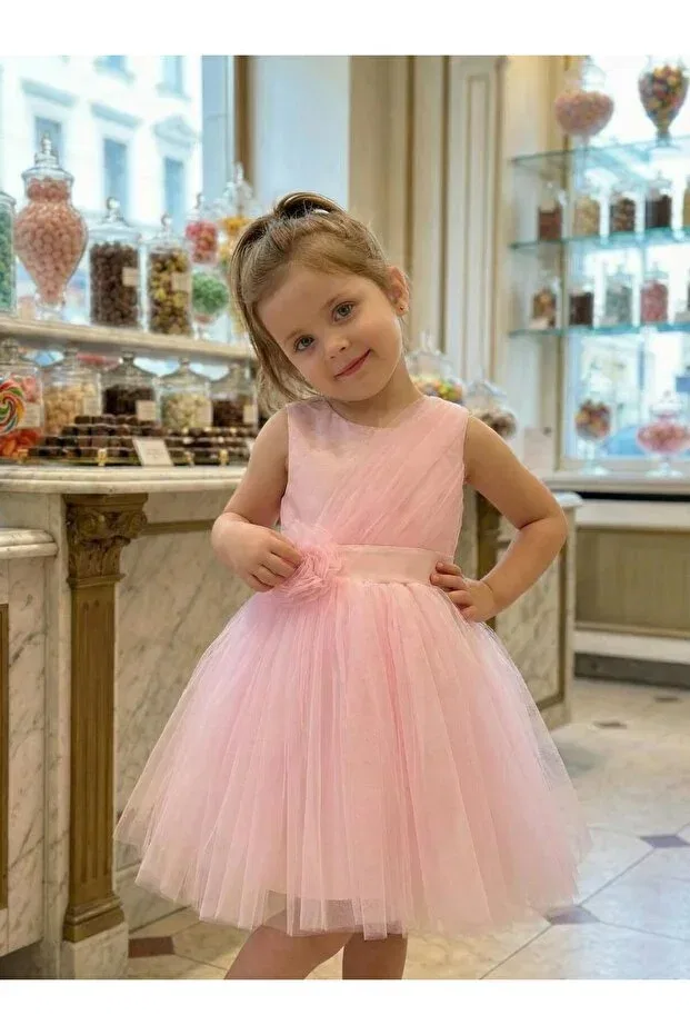 Детское платье для девочек с цветочным принтом Butikhappykids, Pink — фото 3